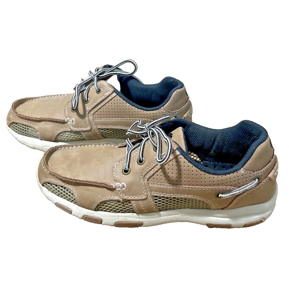 Island Surf ATLANTIC Boat Shoe Water Deck Loafers  Men's 9 Tan Mesh Drain